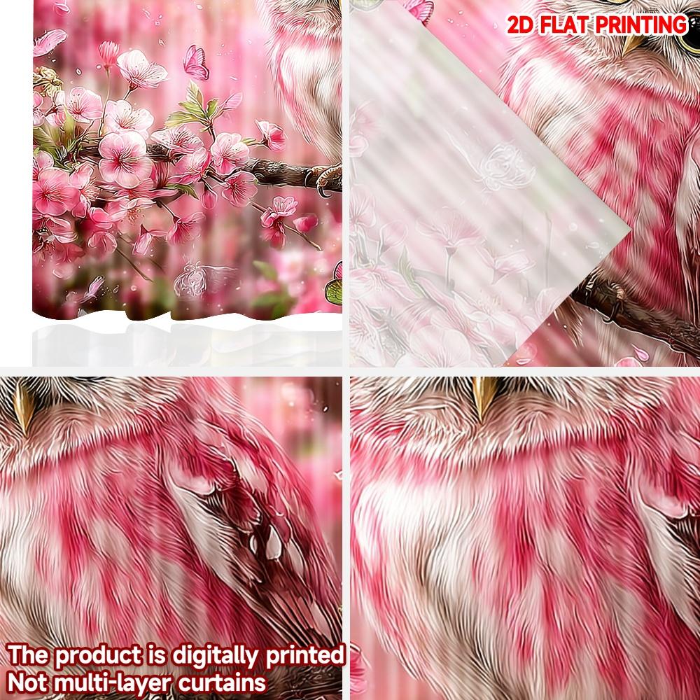 Set Of 2 Flat Printing Happy Valentine Day Party Curtain Creative Pink Owl Digital Printed Polyester Drapes Holiday Decorations