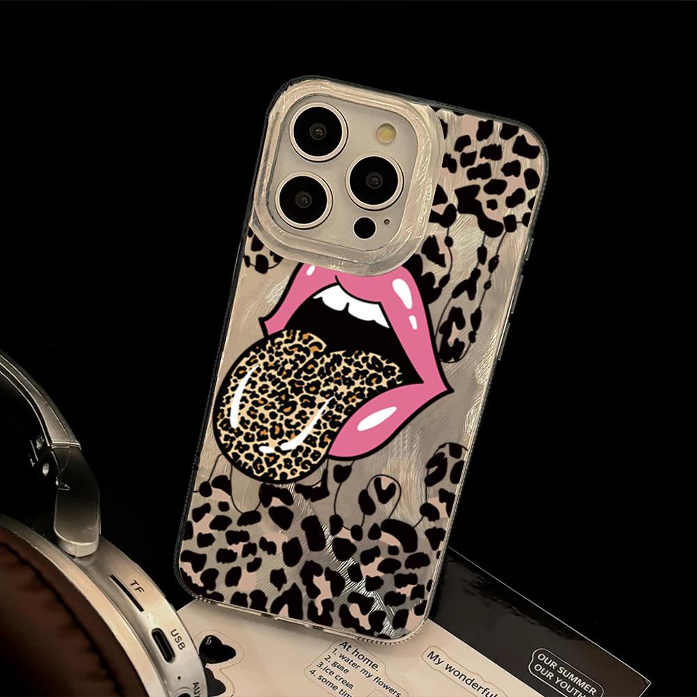 Velké jazykové pouzdro s leopardím potiskem a laserovým efektem pro Samsung Galaxy A55 A15 A35 A54 A34 A05 A05S S25 S24 Ultra 5G S23 S21 FE S22 Plus kryt