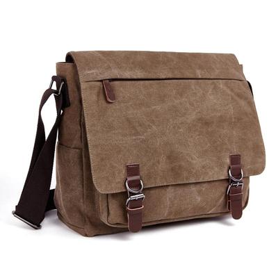 Casual Canvas Crossbody Tas voor Heren, Trendy Alledaagse Messenger Schoudertas in Koffietint