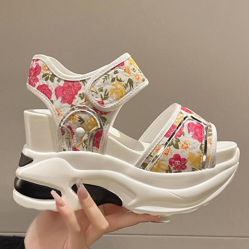 Fashion Platform Sandals Female 2025 Summer Fashion Peep-toe Shoes Character With High Heel Muffin Daddy Leisure Sports Sandals Female