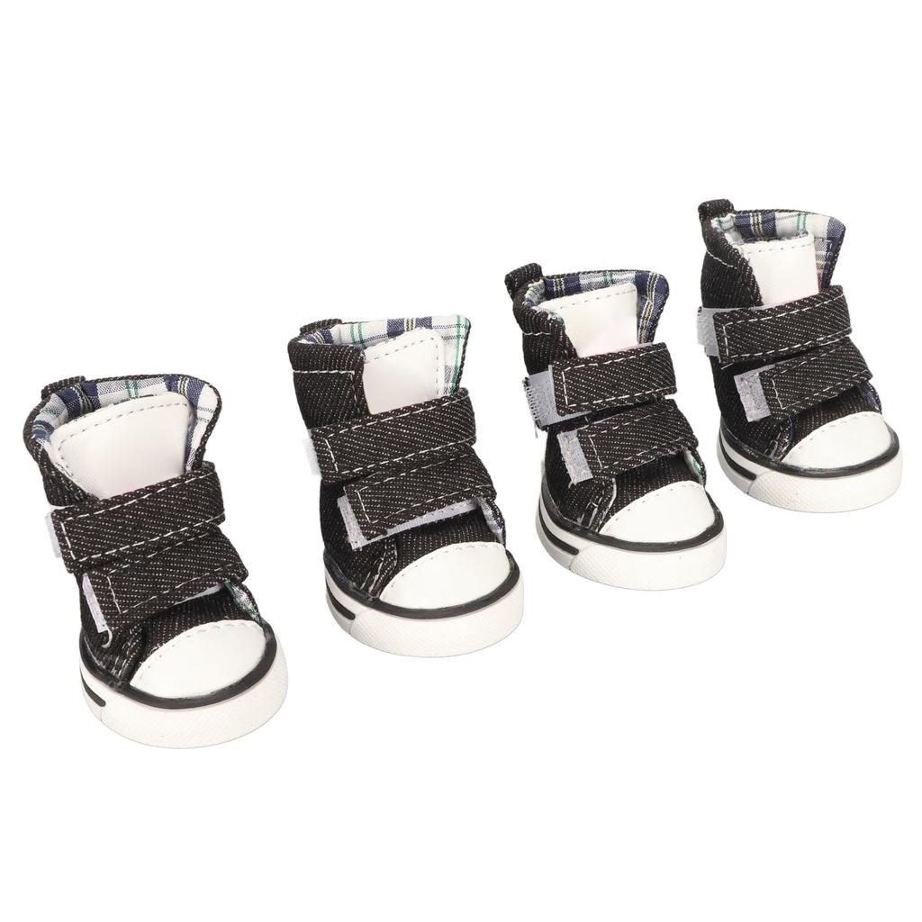 4 peças Tênis de Lona para Cachorro Moda Fofo Todas as Estações Respirável Resistência ao Escorregamento Tênis Esportivo para Pet Cachorros Pequenos Pets 3#