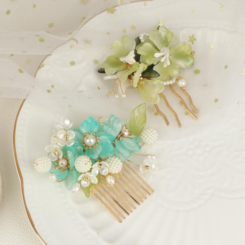 1Pcs Cool Jade Orchid Flower Hairpin For Women Chinese Style Flower Hair Stick Handmade Jewelry Hair Accessory Hanfu Hair Comb