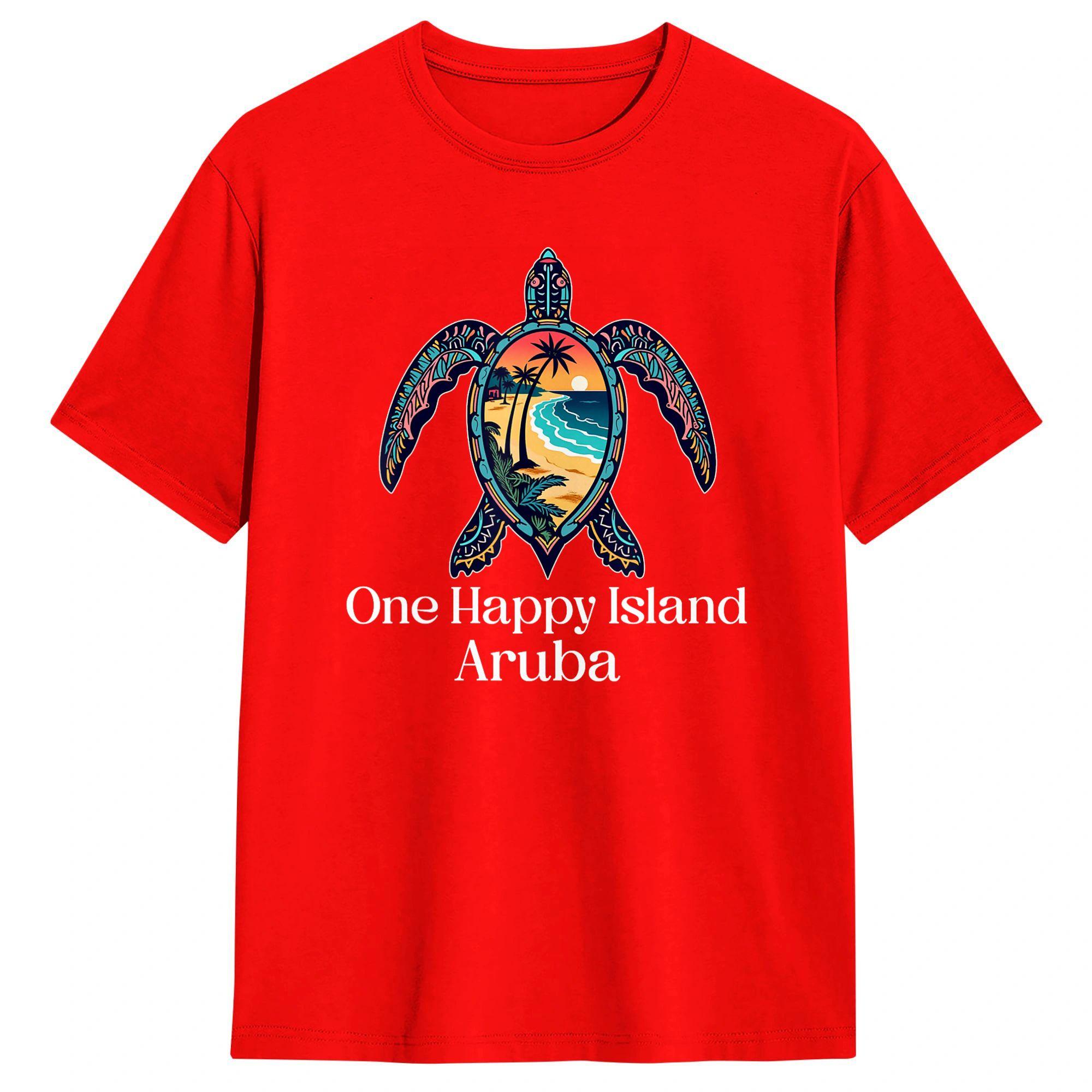 

Aruba One Happy Island Souvenir TShirts Cotton Top Tees Summer YK Funny Short Sleeves T Shirt ONeck Trending Print Tshirt S