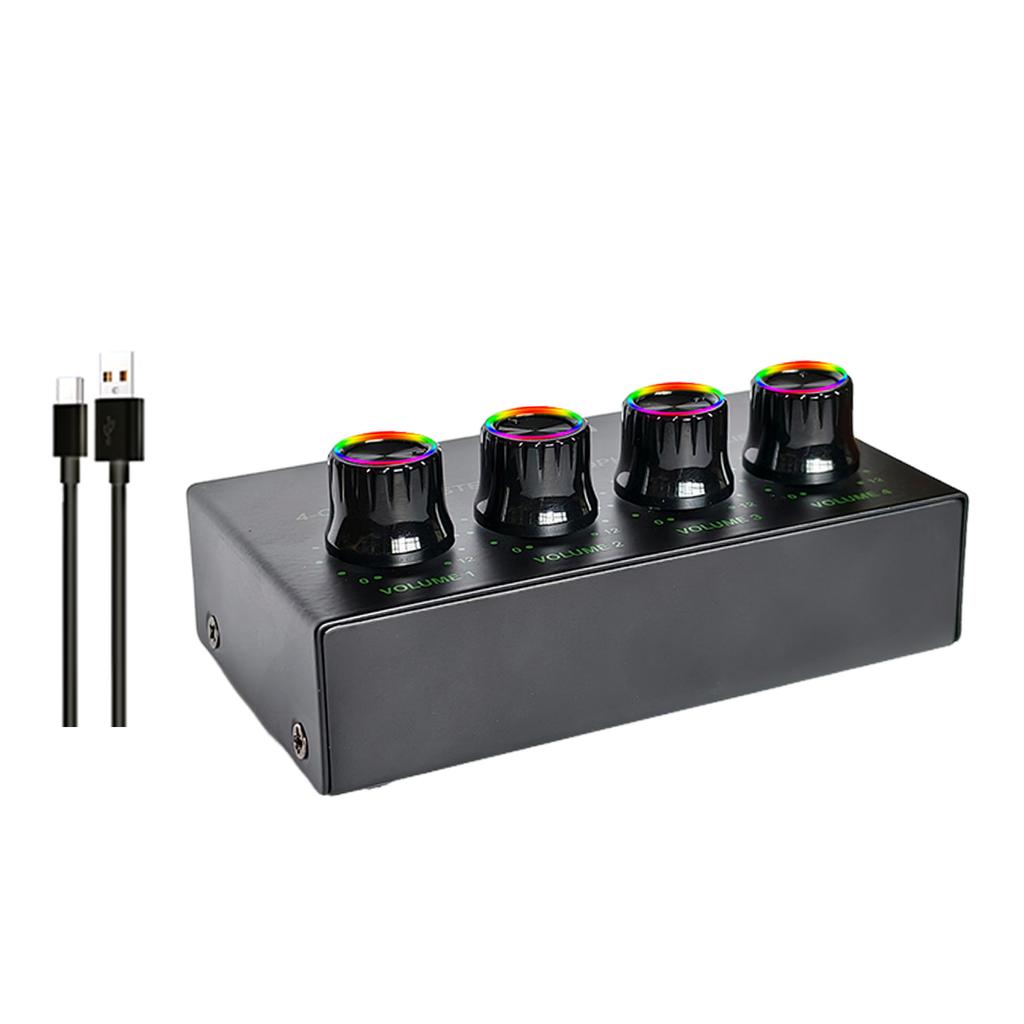 Headphone Amplifier 4 Channel LED Stereo Sound Amplifier Earphone Splitter Power Adapter Headphone for Sound Mixer