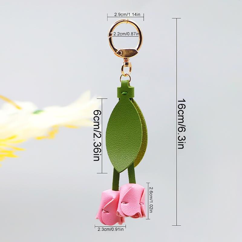 1PC Bag Pendants Fashion Floral Shape Clothing Accessories Keychains Bag Charms Tulip Shape High-End Multicolor