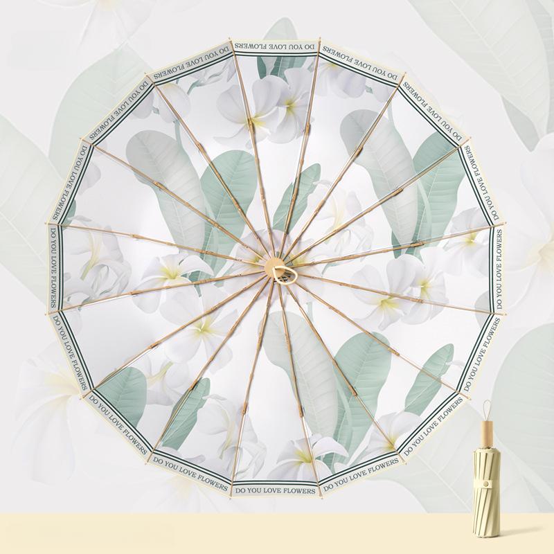 Large Sunscreen UV Sun Umbrella for Women, Printing Folding Rain Umbrellas,Sunny and Rainy Dual-purpose Umbrellas Female Parasol