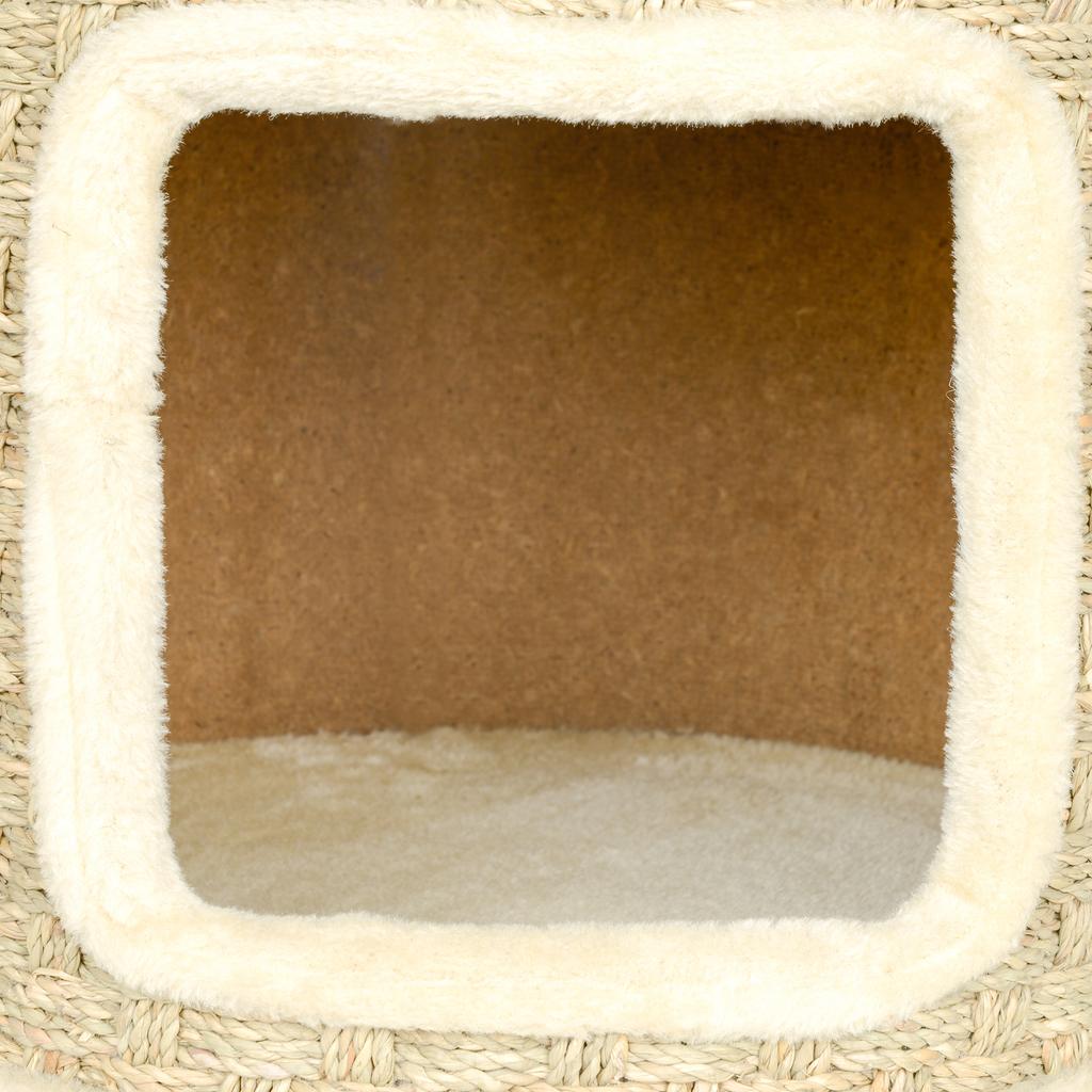 Cat Scratching Post, Play and Relaxation Area, Plush, diameter 38 x 37H cm, Khaki-Beige, Up to 5 kg