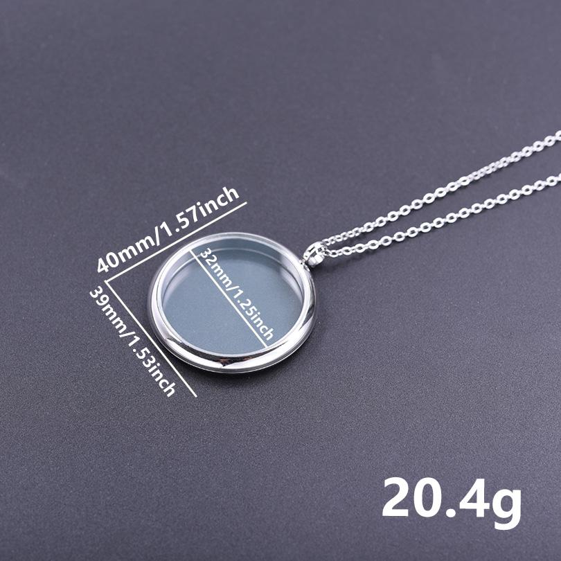 1Pc Stainless Steel Openable Glass Medaillon Coin Holder Collar Jewelry Round Reliquary Photo Floating Locket Pendant Necklaces