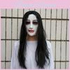 Female Latex Ghost Mask With Long Hair Design For Halloween And Haunted House