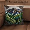 2D Mountain & Forest Landscape Pattern Pillow Covers Pattern Cushion Cover Suitable For Sofa Bedroom Car Pillow Cover