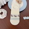 Spring and Summer Cartoon Spotted Striped Boneless Anti-Slip Invisible Socks for Women - Thin Cotton Boat Shoes