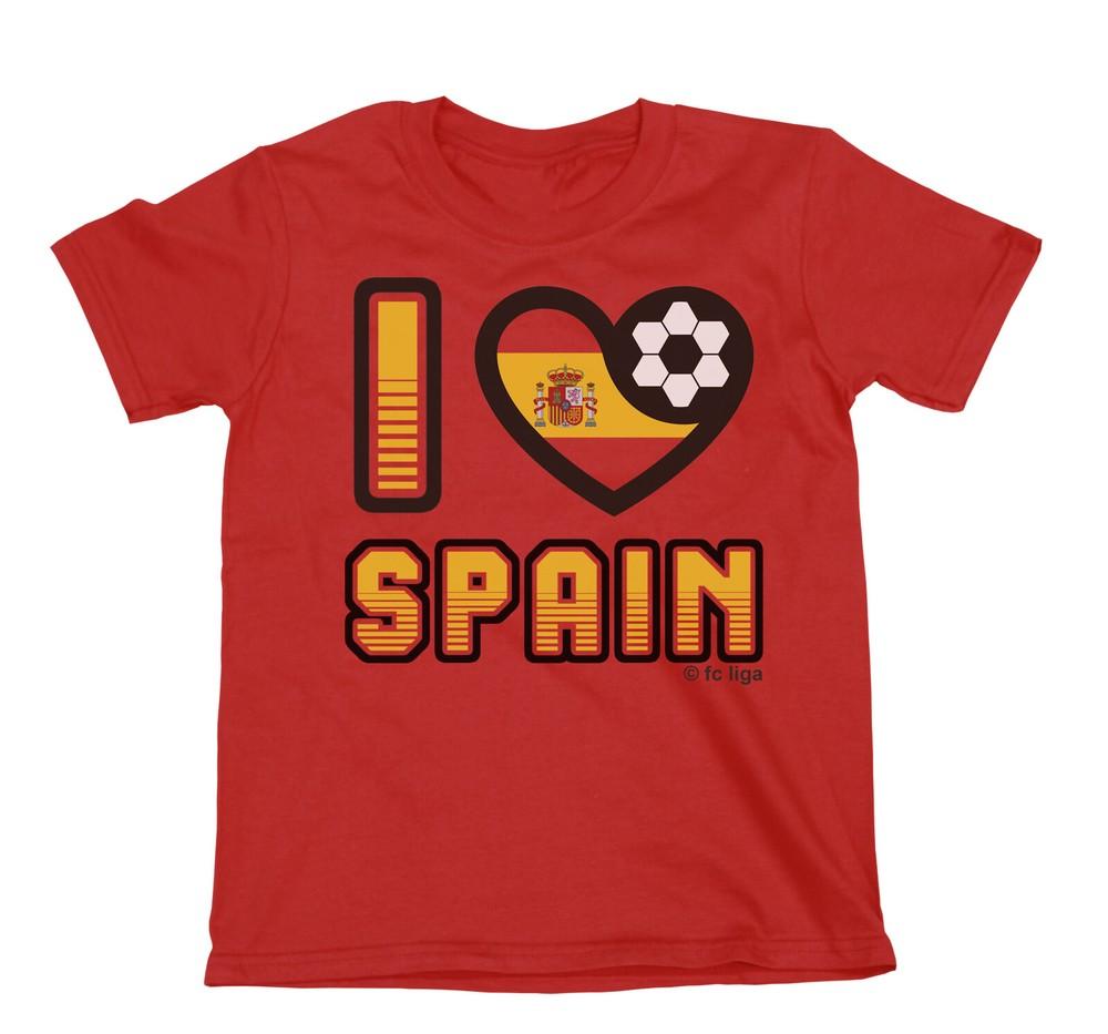 Adult or Kids I LOVE SPAIN Football TShirt 2024 SpanishWorld Cup Orgainc Cotton
