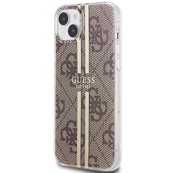 Guess Guhcp15Mh4Psegw Iphone 15 Plus / 14 Plus 6.7 Brązowy/Brown Hardcase Iml 4G Złoty Pasek