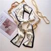 Double-sided double- scarf Chinese petal silk scarf long strip narrow necktie versatile scarf women's hair tie