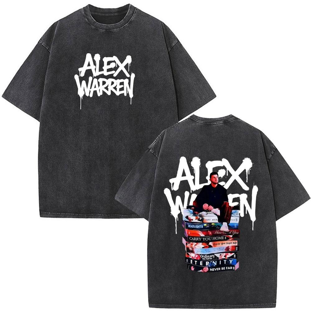Singer Alex Warren 2026 Tour Print Tees Unisex Unisex Hiphop Tshirt Summer Cotton Loose Casual Vintage Washed Tshirts Streetwear