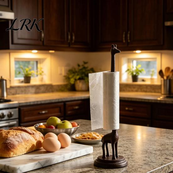 Decorative Paper Towel Holder Holder, Multi-Purpose Storage Stand for Kitchen Rolls Plastic Wrap And Paper, Rustic Rack Retro Cast Iron Napkin