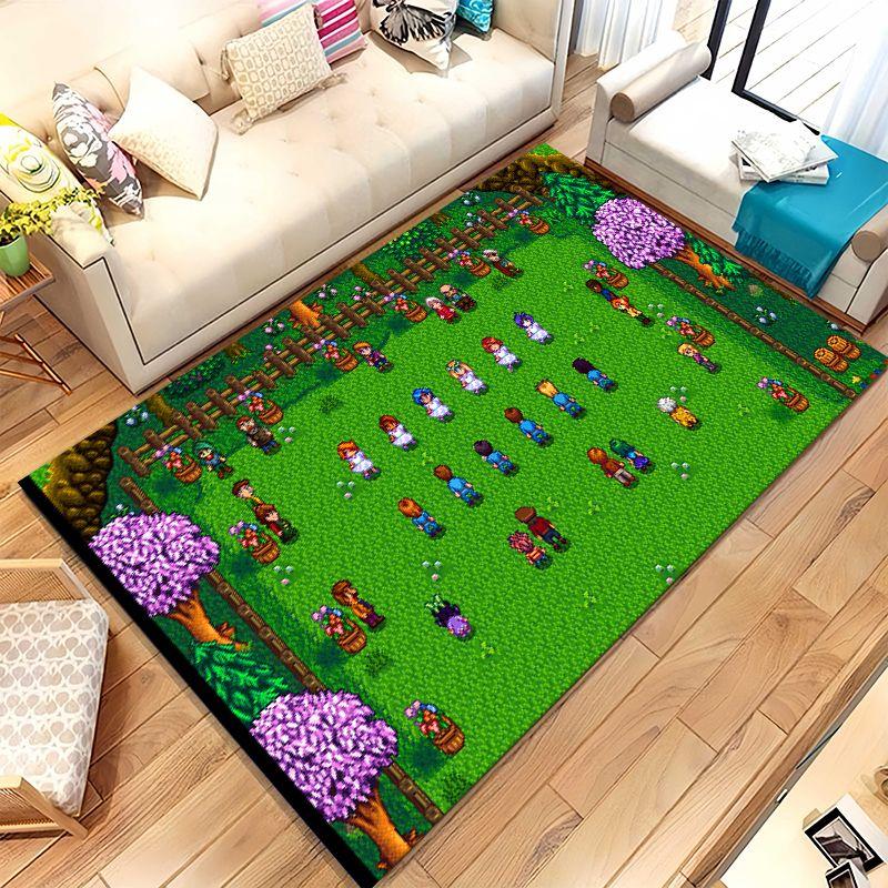 Retro Stardew Valley Farm Game Cartoon Living Room Non-Slip Area Rug Soft Carpet for Bedroom Playroom Sofa,Home Decor Doormat
