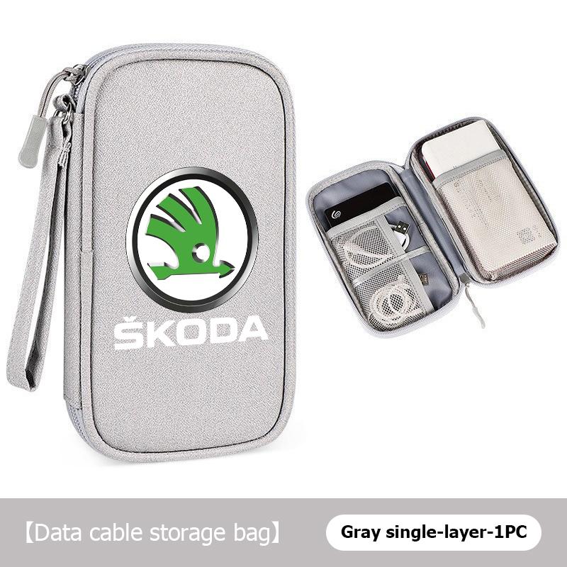 AAABR1 Travel Portable Digital Accessories Storage Bag Organizer For Skoda Kamiq Karoq Octavia 2 3 Rapid Scala Kami Fabia VII VRS