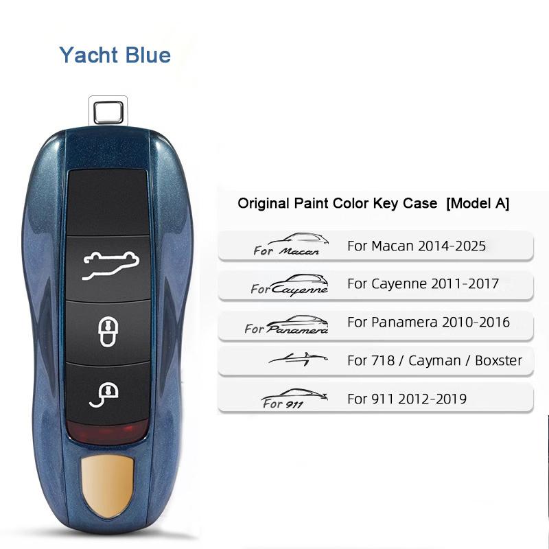 For Porsche Cayenne Mancan Panamera 911 718 Boxster Cayman Taycan 2010-2024 Car Key Paint Case Bordeaux Red Shell Replacement