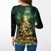 Women's T Shirt CHristmas Print 3/4 Sleeve Daily Weekend Fashion Basic V- Neck Regular Top