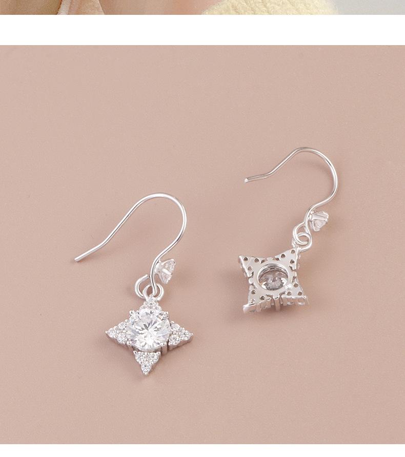 S925 Sterling Silver Diamond Star Dangle Earrings for Women - Japanese & Korean Design, Luxurious & Shiny Five-Pointed Star Accessories.