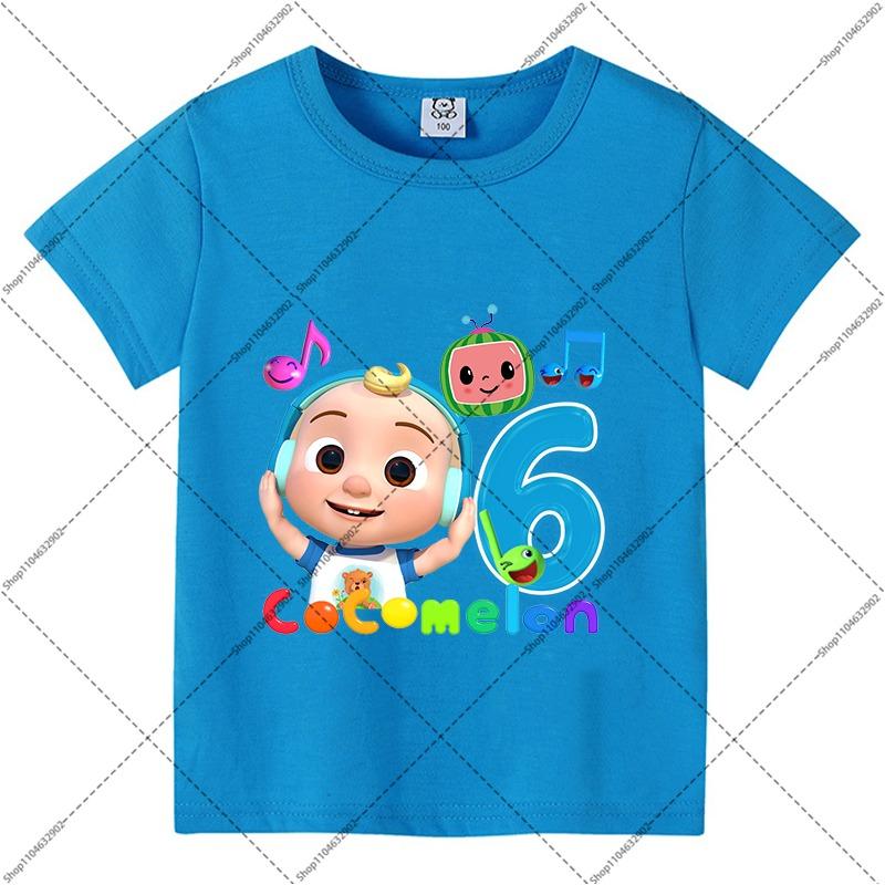 Cocomelons Sommerkleidung für Kinder Jungen Mädchen Geburtstag T-Shirts Cartoon Anime Muster Zahlen 1-9 Aufgedrucktes T-Shirt Mode Kurze Ärmel