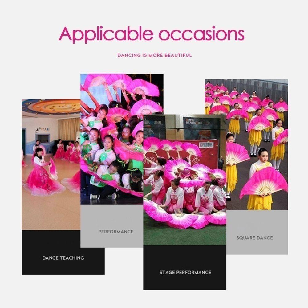 Colorful Kids Children Bamboo Fans Hand Dye Adults Fan  Veil Pairs Yangko Dance Tools