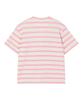 BEYOND CLOSET [Collection Line] Lux Cotton Stripe Henley Neck Short Sleeve Knit Pink