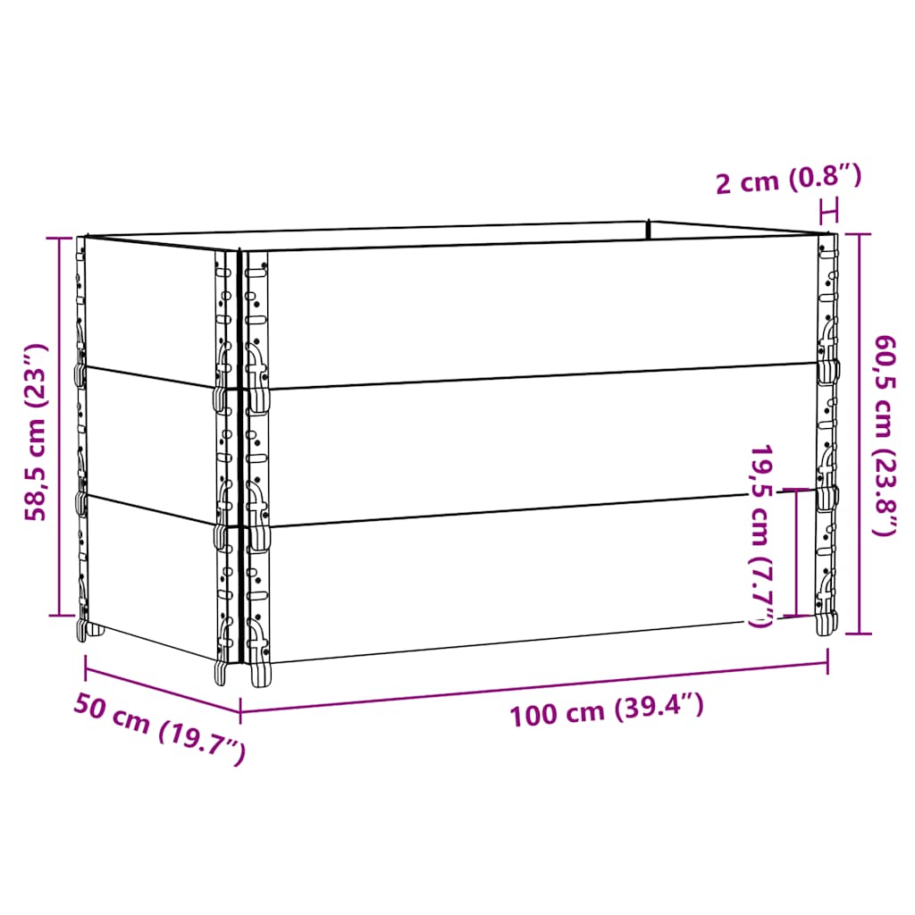 Vidaxl Pallet Extensions, 3 Pcs, Black, 100X50 Cm, Pine Wood