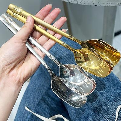 Stainless Steel Spoon Thicken Long Handle Soup Spoons For Pot Scoops Home Kitchen Tableware Cooking Utensils