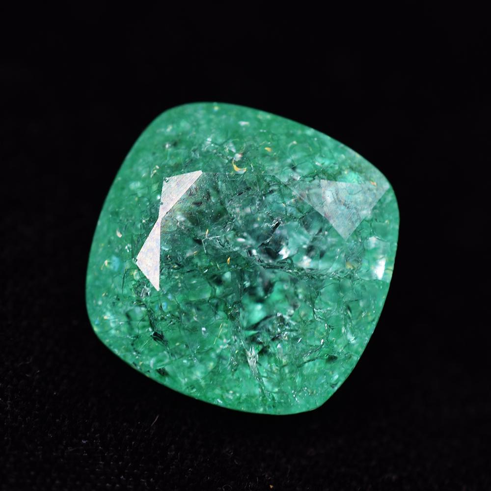 Natural Square Cushion Colombian Green Emerald 28.20 Ct Certified Gemstone
