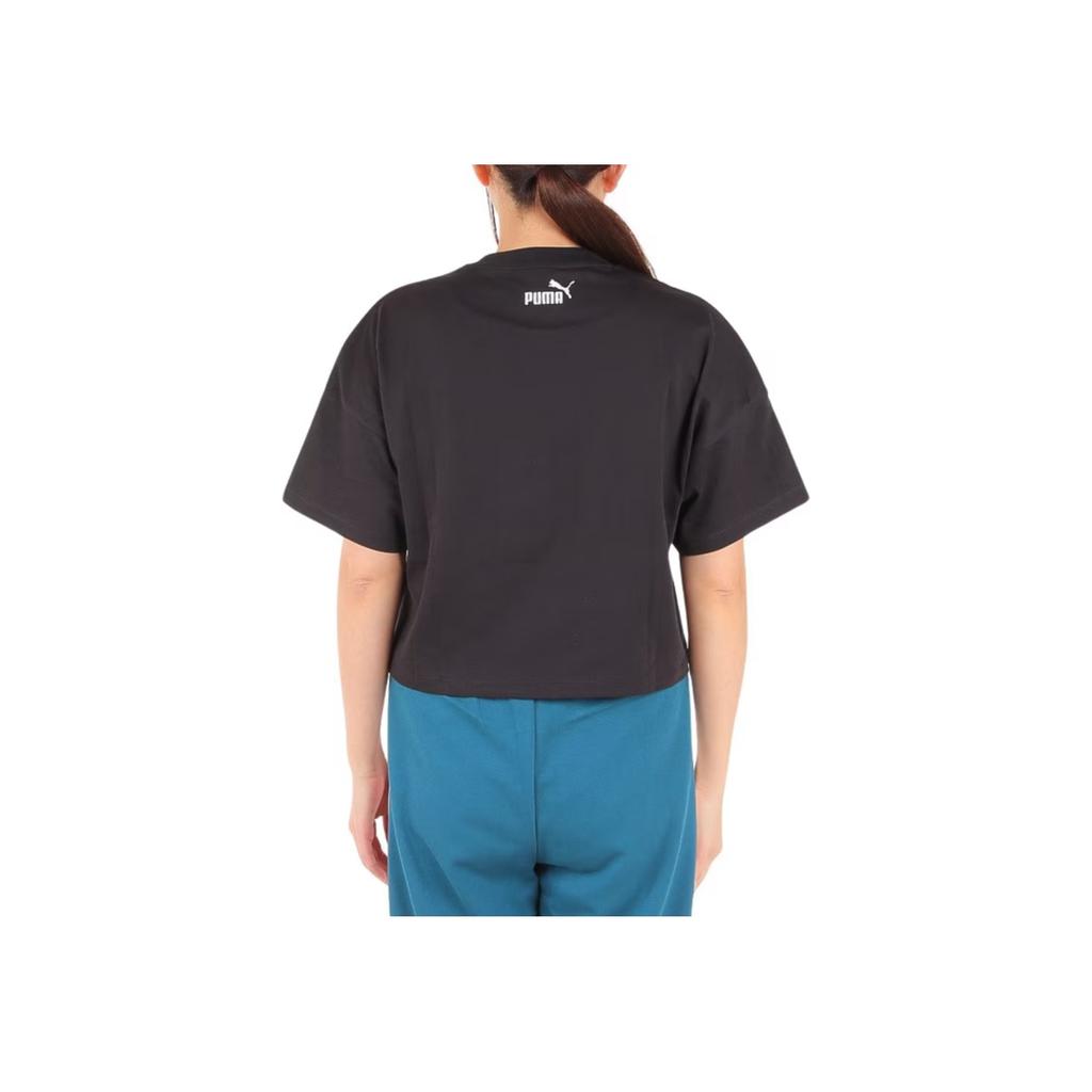 Puma Letter Pattern Sports Short Sleeve T-Shirt Women Tops Black 680702-01