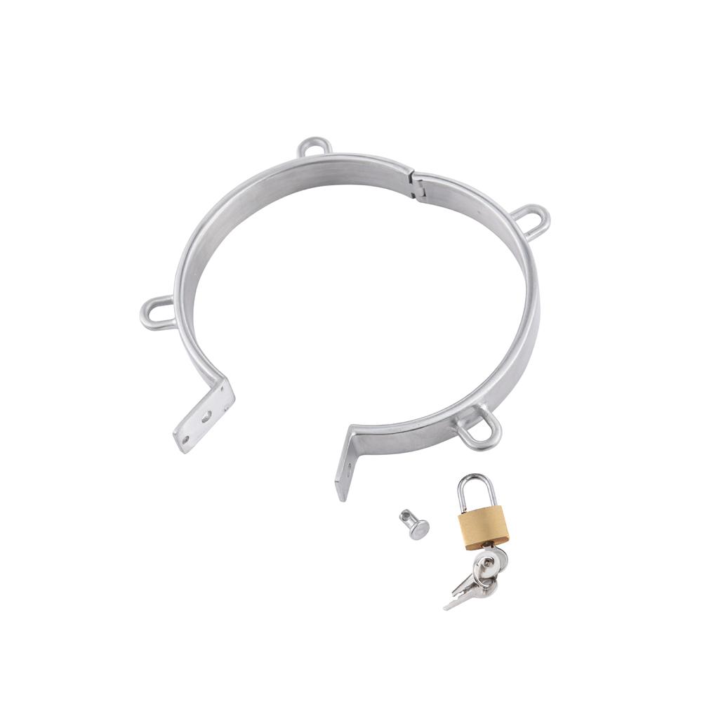 New Stainless Steel Lock Neck Collar Restraints Choking Ring Slave Necklace Bondage RolePlay Sex Toys For Women Man Couples