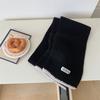 Solid color brightening knit scarf, autumn/winter women's Korean style versatile warm, simple and versatile solid color new blue scarf