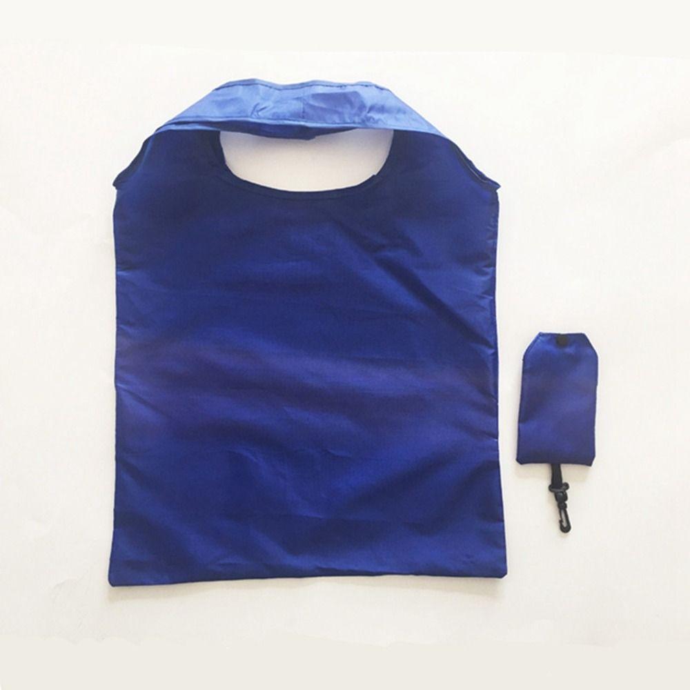 Portable Reusable Shopping Bag Oxford Washed Solid Color Grocery Purse Foldable Waterproof ripstop Shoulder Handbag