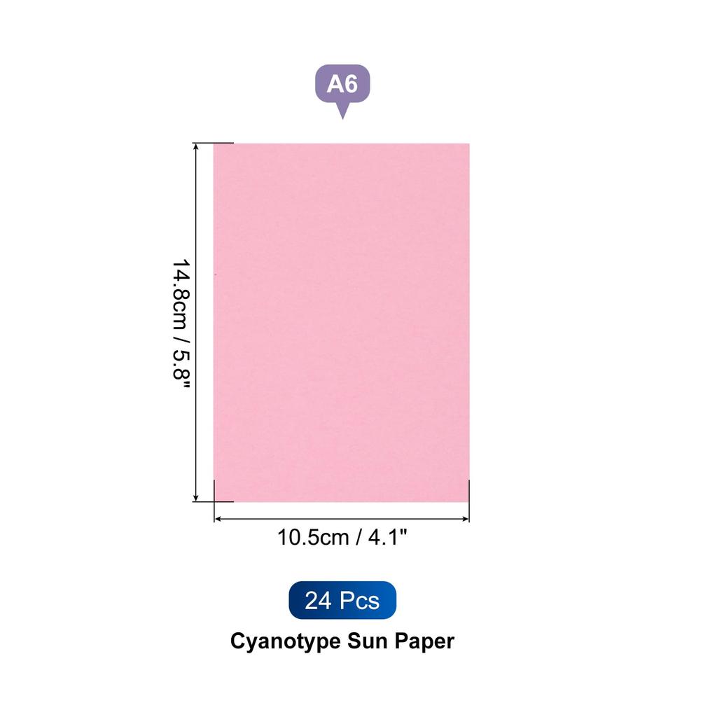 uxcell Cyanotype 24 High Sensitivity Sunprint Kit for Adult DIY Pink Craft Inches Paper, Sheets, Art, Paper, 4.1x5.8 (A6 Size)