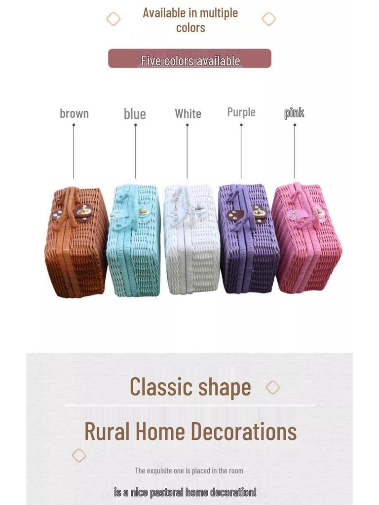 Vintage-Style Imitation Rattan Picnic Basket and Storage Box - Ideal for Photos, Bridesmaid or Groomsman Gifts