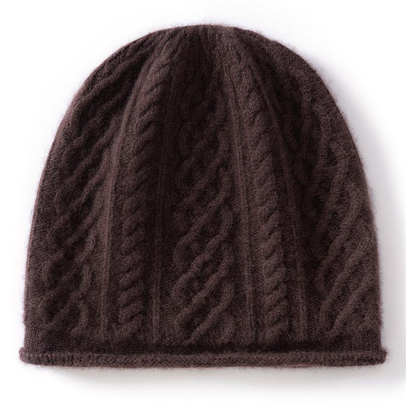 New autumn and winter cashmere classic three-dimensional twist pattern knitting simple, gentle, warm and cold-proof men's and women's knitted hats