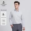 Langdeng Men's Silk Blend Anti-Wrinkle Plaid Long-Sleeve Shirt