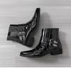 Men's Autumn Shiny Pointed Toe High-Top Chelsea Leather Boots - British Style, Formal or Casual.