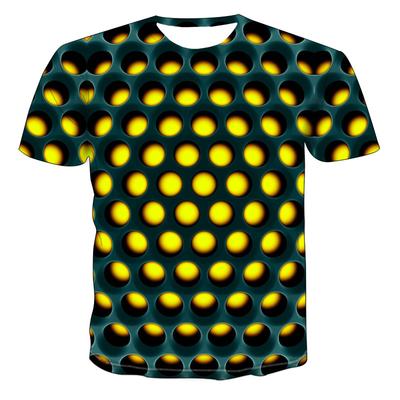 New 3D T-shirt Men's Geometric Grid Digital 3D Printed Summer T-shirt