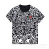 Spring and summer men's and women's same fashion trend striped Rei Kawakubo love printed crew neck T-shirt versatile