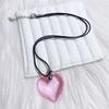 Minimalist Love Shape Pendant Necklace Feature Resin And Adjustable Leather Cord Fashion Neck Accessory