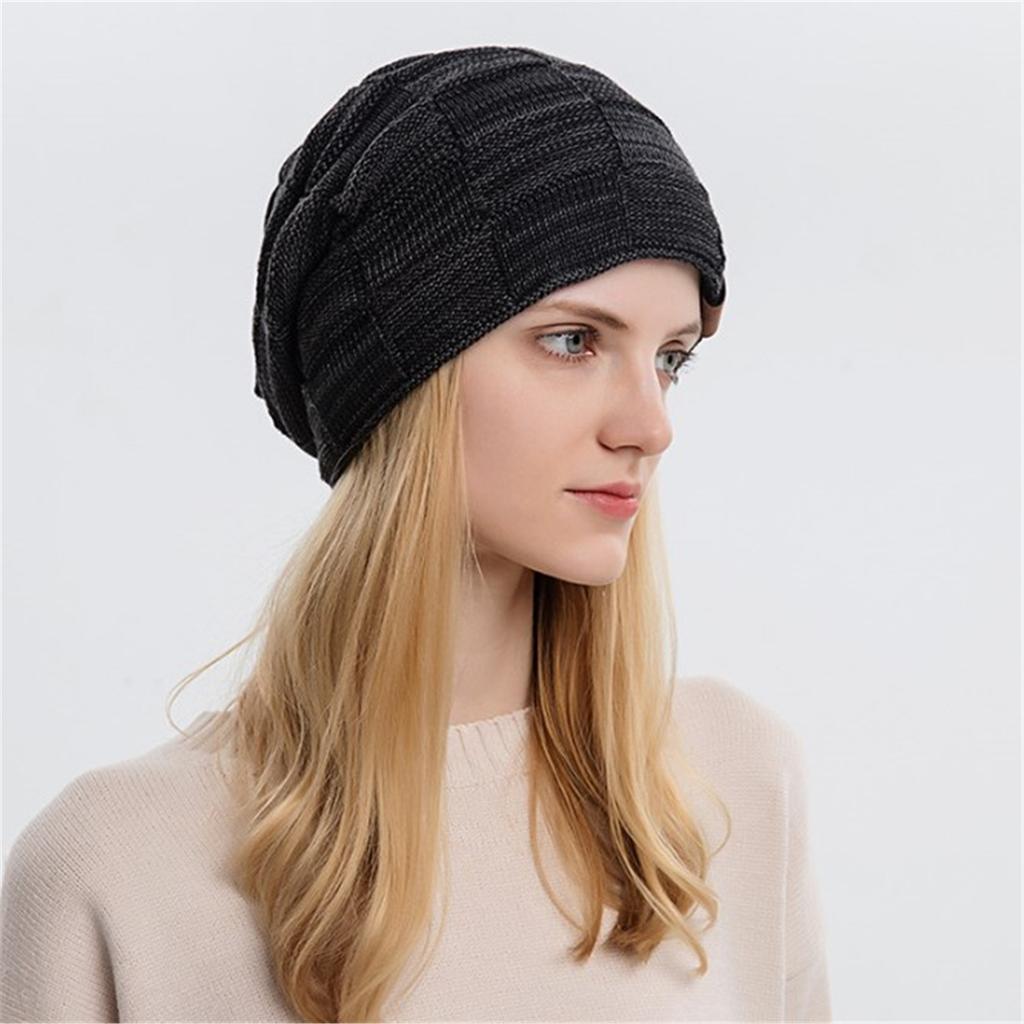 Adult Unisex Thicken Plush Liner Hat Winter Student Outdoor Cycling Skiing Climbing Hat Checkered Pattern Keep Warm Hat