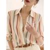 Fashion Luxury Women's Shirts Tops Texture Striped Print Women's Shirts Spring New Long Sleeve Women Business Office Shirt