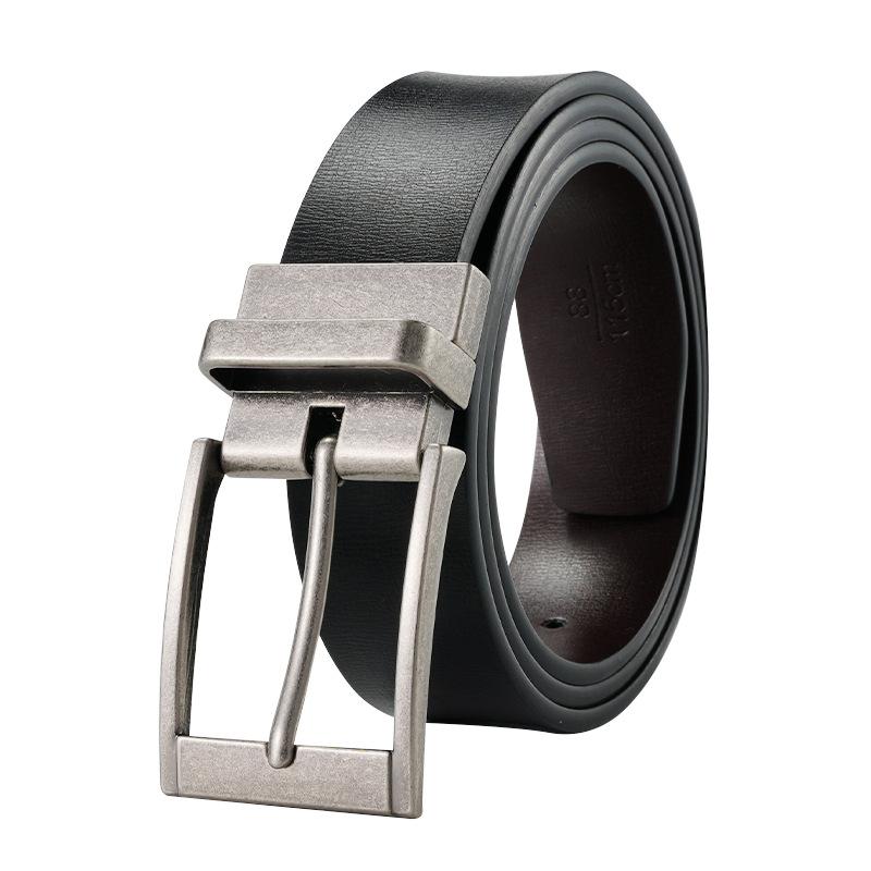 Men's Belt Rotatable Pin Buckle Cowhide Belt Versatile Young and Middle Aged Trousers