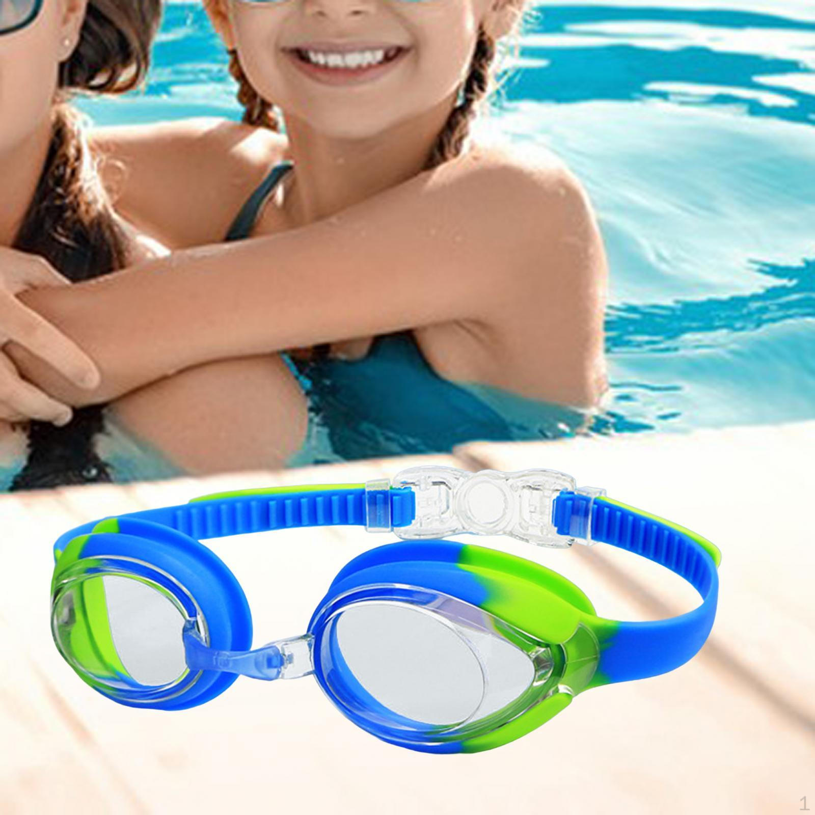 

Kids Swimming Goggles, Swim Glasses, Eyewear Soft Silicone Clear View No Leaking Clear and Navy