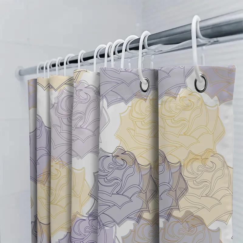 Luxurious Floral Shower Curtain Vivid Rose Design For Bathroom Decorations In Pastel Colors Suitable For Home Kitchen And Bedroo