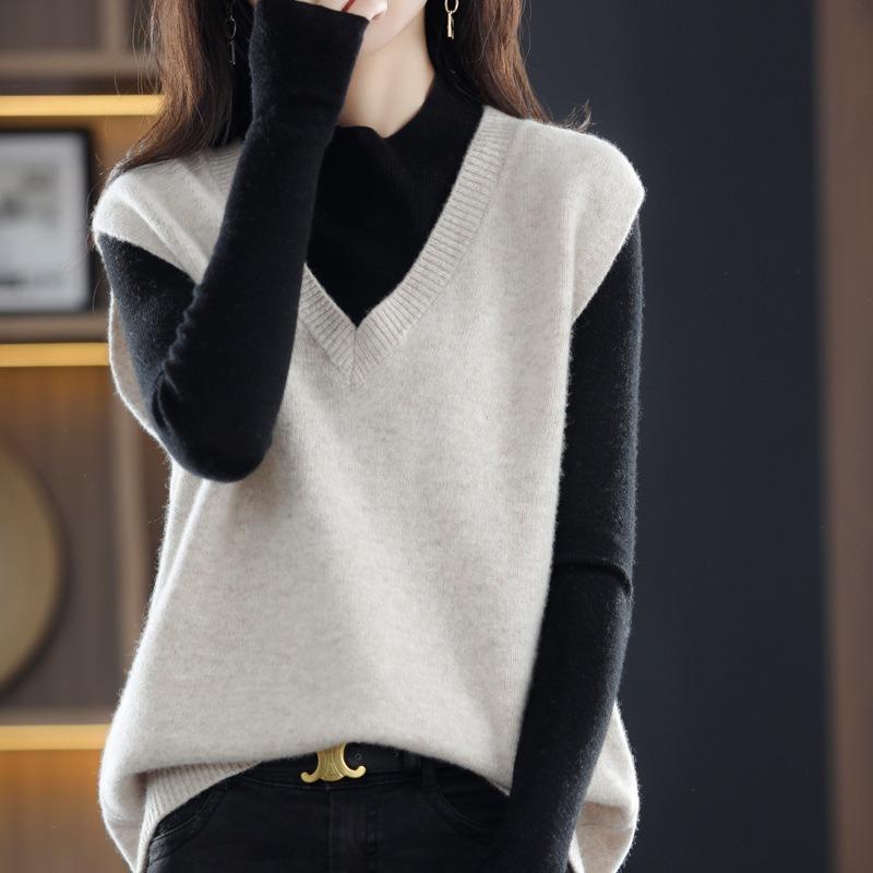 Vest Women's Sweater Spring and Autumn New Autumn Vest with Knitted Vest and Vest