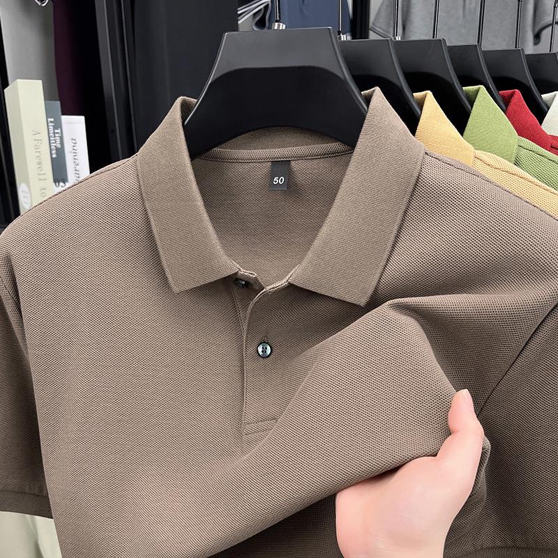 Men's Summer 2025 Pure Cotton Short Sleeve Lapel T-shirt